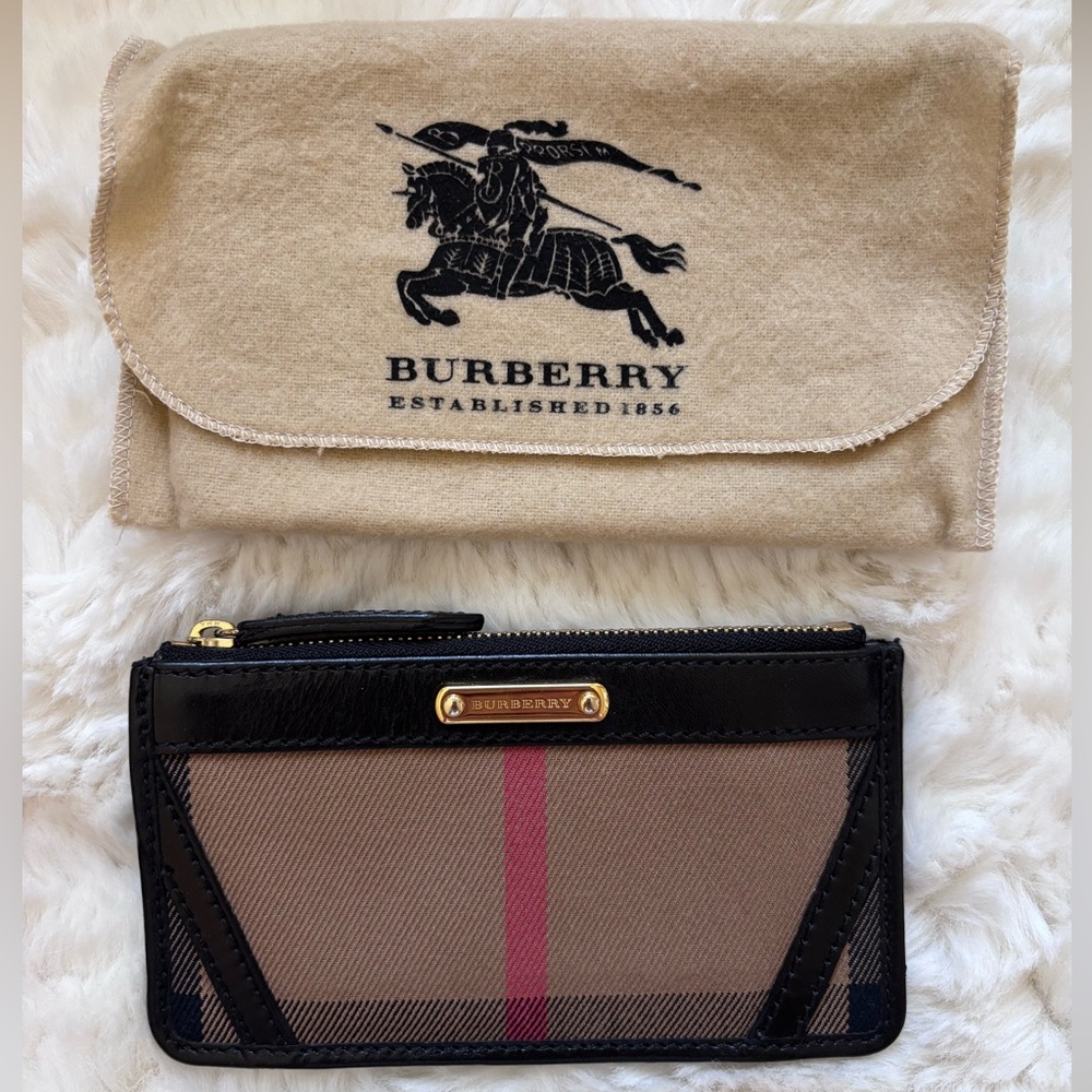 Burberry Bridle House Check Lindal Card and Coin Case, Black